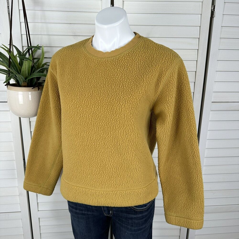 Everlane Renew Plush‎ Teddy Fleece Sweatshirt Mustard Yellow Top Boxy Size S